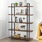 Rustic Brown-Black Iron and Wood Bookcase with Anti-Tip Design